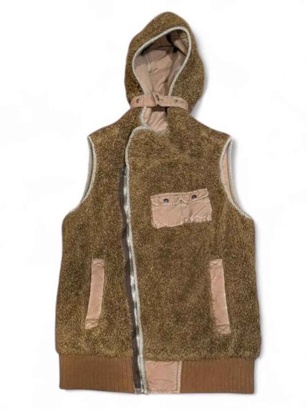 Y2K Vintage Diesel Gorizia Reversible Asymmetrical Hooded Sherpa Vest